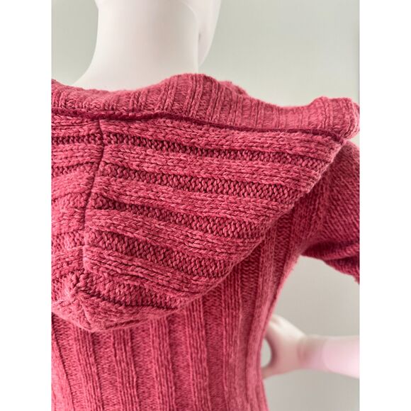 Vintage Y2k Mudd Burgundy Red Knit Zip Up Cropped Short Sleeve Sweater Jacket XS - Picture 6 of 10